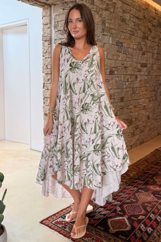 Made in Italy Tiki Pure Cotton Midi Dress Rosewater /37 =